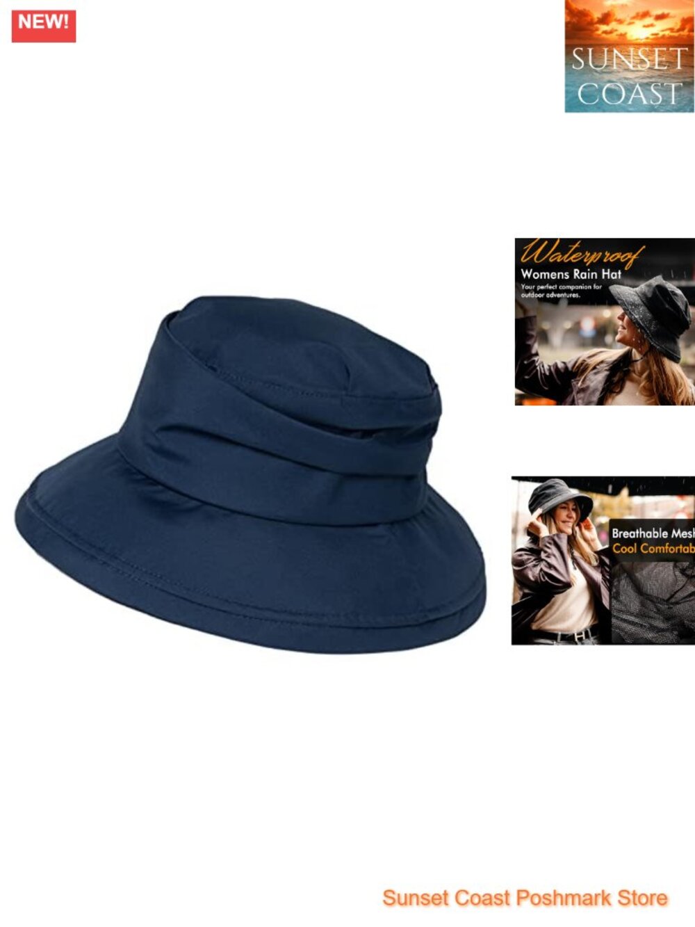 Waterproof UPF 50+ Wide Brim Packable Rain Hat Adjustable Fit